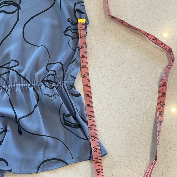 Wortington Abstract Painting Print Blue Blouse Size L - Picture 8 of 8